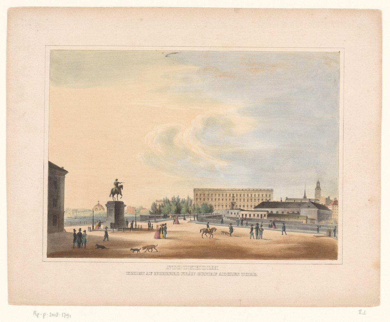 Gezicht op Gustav Adolfs torg, te Stockholm Stockholm. Pohled na Norrbro z Gustaf Adolfs torg (titul na objektu) od Anonymous