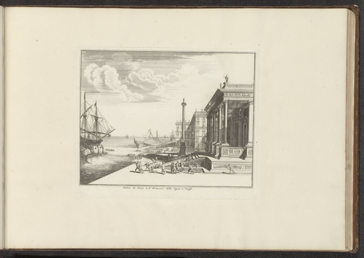 Pohled na Palazzo del Nunzio Pontificio v Benátkách Palais du Nonce à St. Francesco della Vigna à Venise (název na objektu) Paláce a památky v Benátkách, Livornu, Neapoli a Římě (název série) od Anonymous