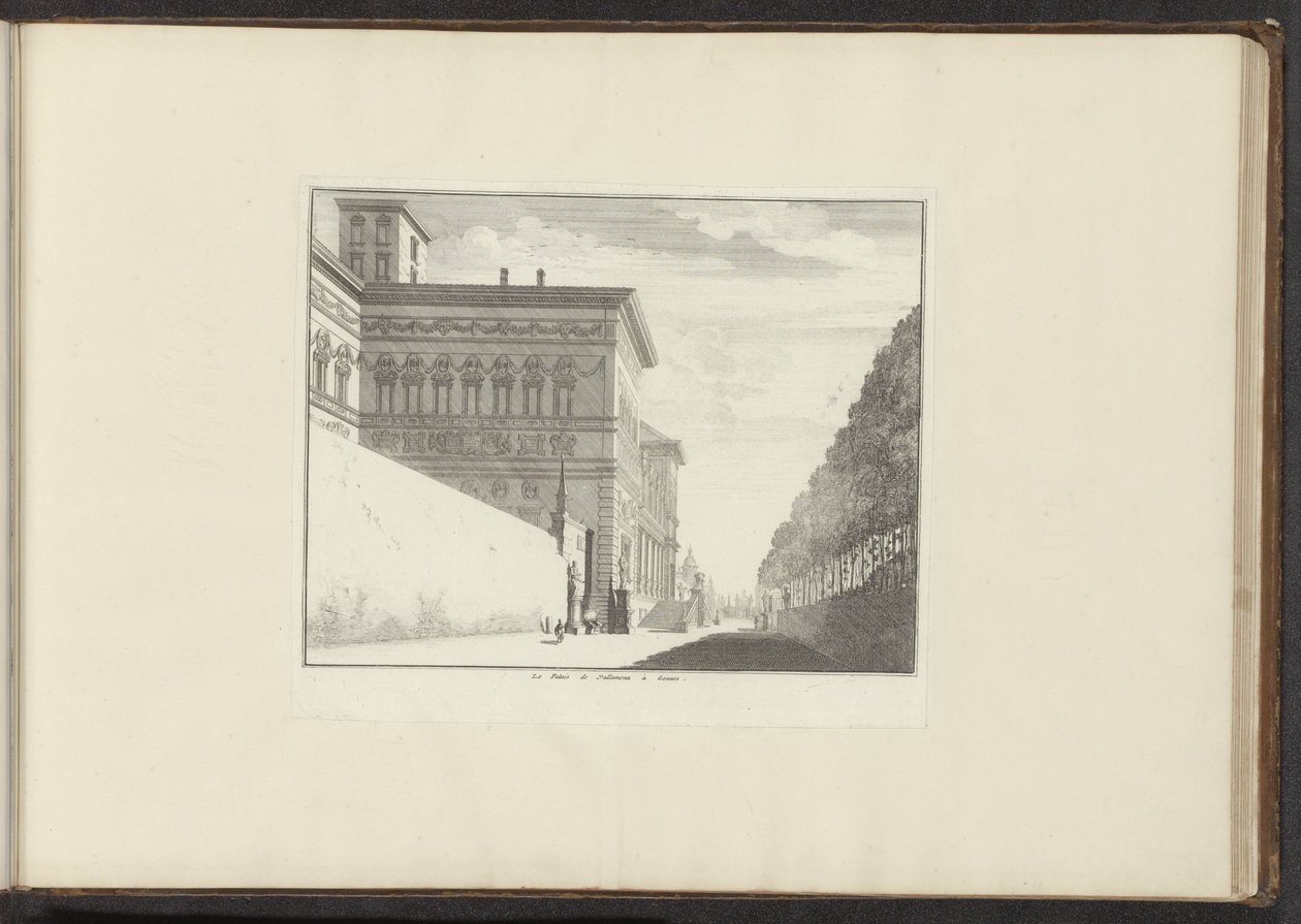 Pohled na Villa Borghese v Římě Le Palais de Vallamena a Gennes (název na objektu) Paláce a památky v Benátkách, Livornu, Neapoli a Římě (název série) od Anonymous