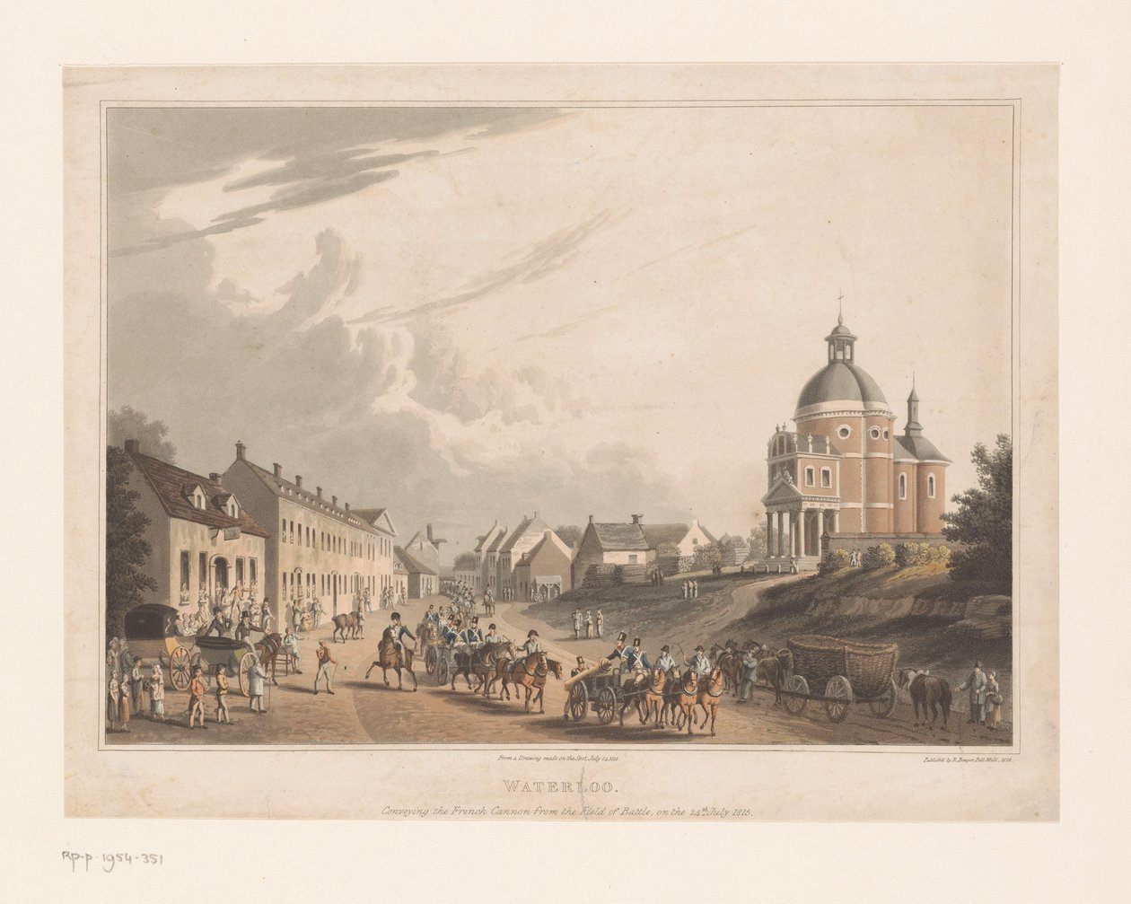 Pohled na Waterloo, kde francouzští vojáci přesouvají dělo waterloo. Převoz francouzského děla z bitevního pole, 24. července 1815 (název na předmětu) od Anonymous