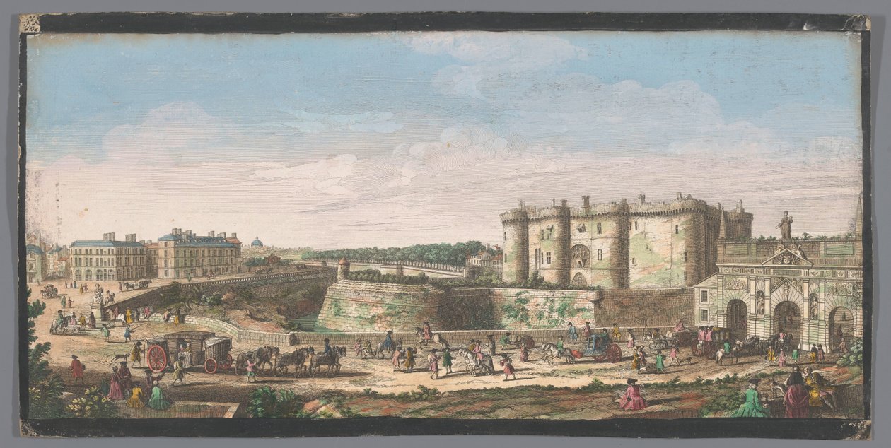 Pohled na Bastilu a Porte Saint-Antoine v Paříži Pohled na Bastille de Paris, z Porte St. Antoine, et d