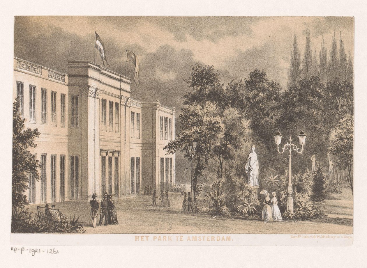 Pohled na Parkzaal v parku Wertheimer Park v Amsterdamu 1852 (název na objektu) od Anonymous
