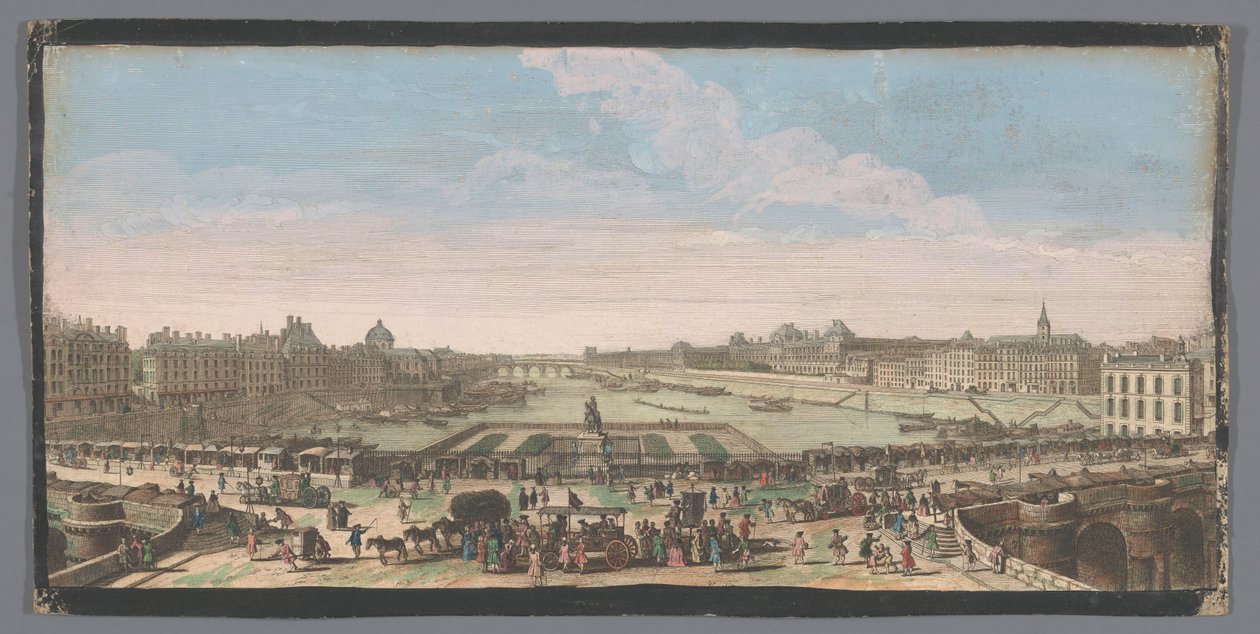 Pohled na Pont Neuf přes řeku Seinu v Paříži, při pohledu na Pont Royal Autre vue private de Paris cena du milieu du Pont Neuf vzhledem k le Pont Royal (titul na předmětu) od Anonymous