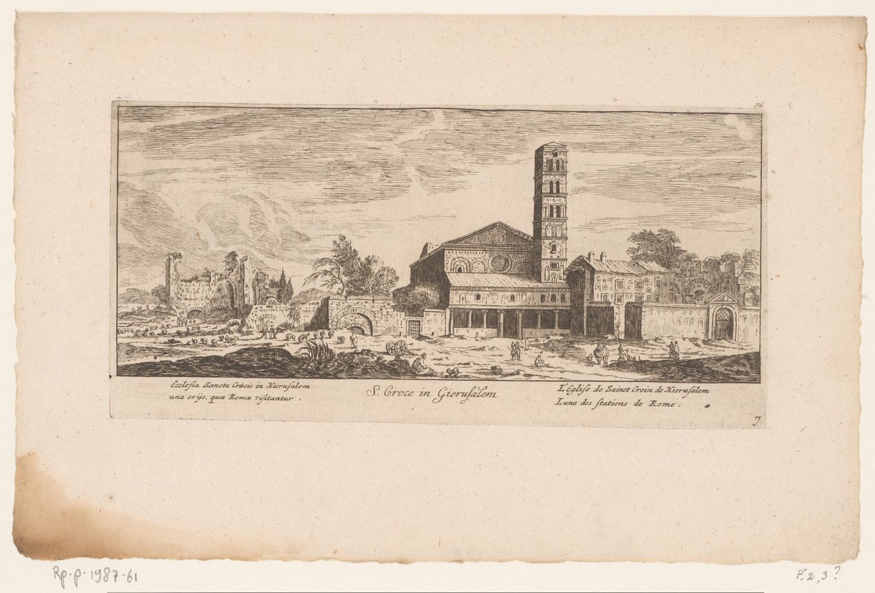 Gezicht op de Santa Croce v Gerusalemme, te Rome S. Croce v Gierusalem / Kostel svatého Kříže v Jeruzalémě první (...) / L