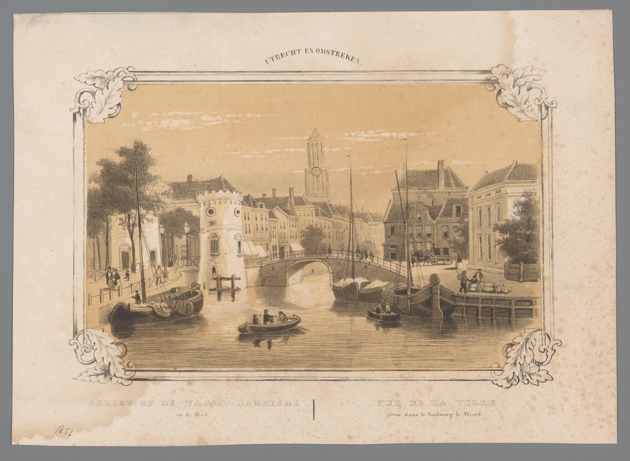 Pohled na Waard-Barriere v Utrechtu Pohled na Waard Barrière a město / cena Vue de la Ville dans le Faubourg le Weerd (název na objektu) Utrecht a okolí (název série na objektu) od Anonymous