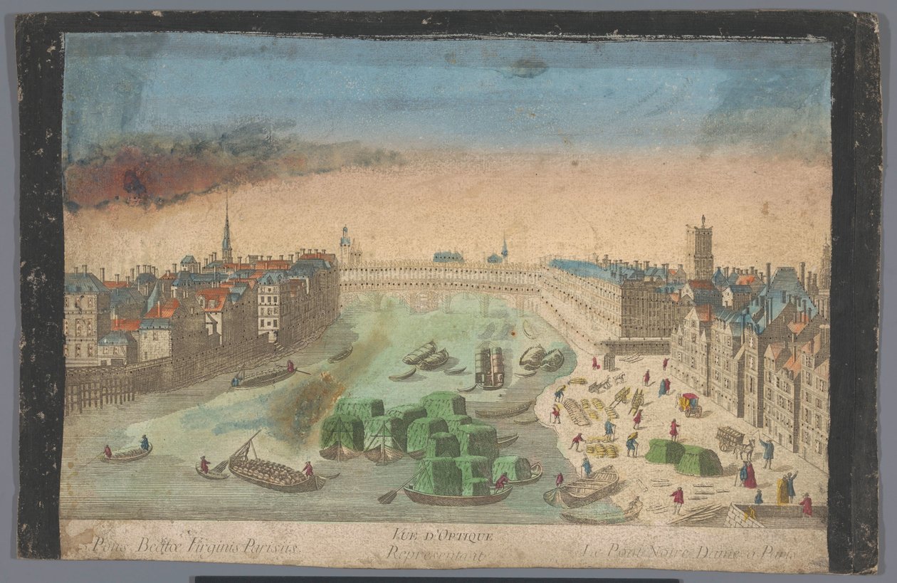 Pohled na postavený Pont Notre-Dame nad řekou Seinou v Paříži Zástupce Vue d