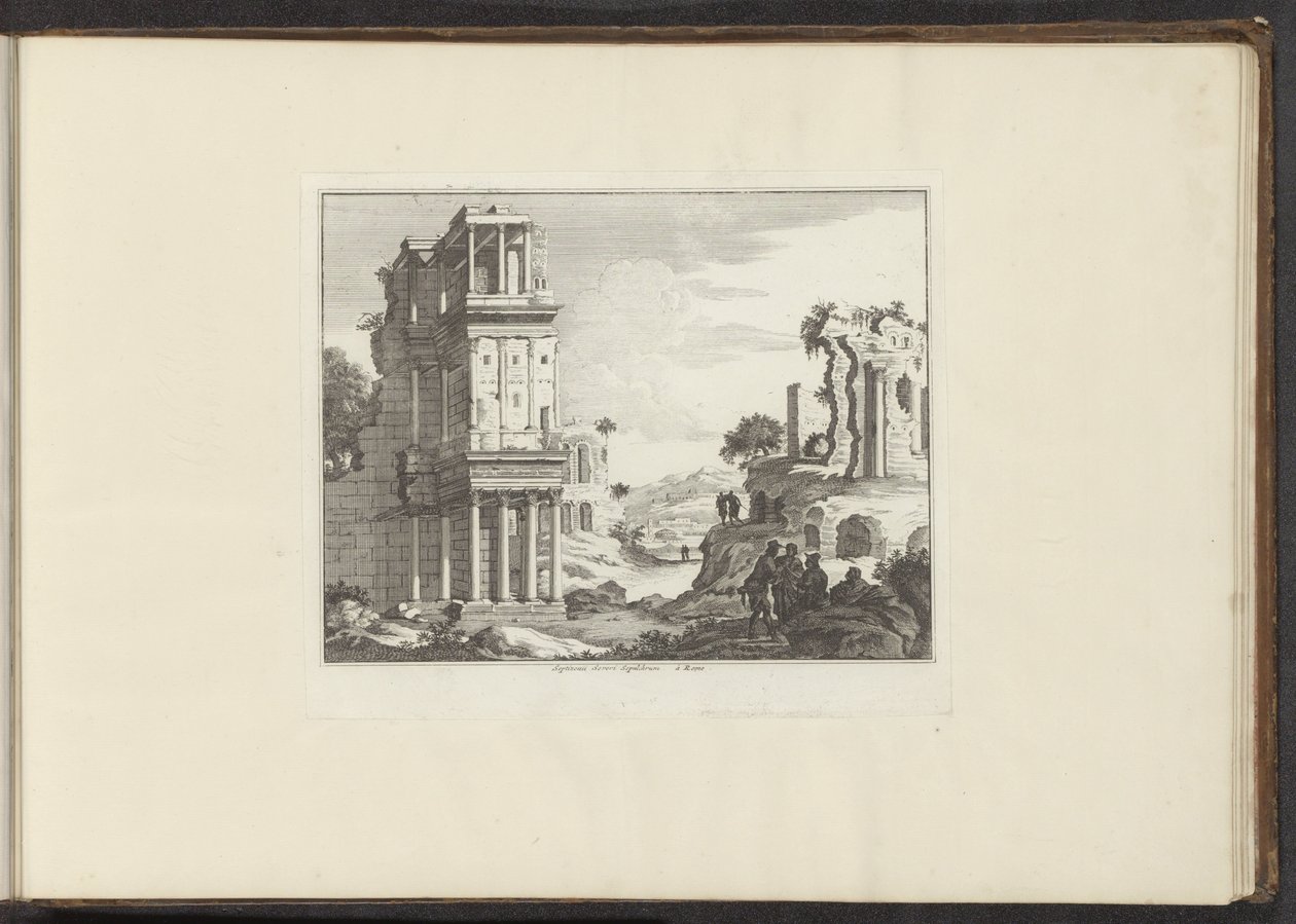 Pohled na ruiny Septizonium v ​​Římě Septizonii Severi Sepulchrum à Roma (název na objektu) Paláce a památky v Benátkách, Livornu, Neapoli a Římě (název série) od Anonymous
