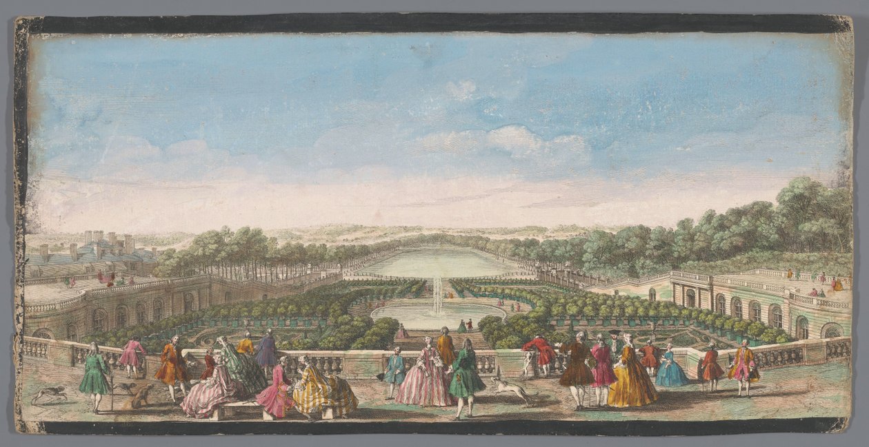 Pohled na pomerančovníky před oranžérií paláce ve Versailles Vüe ​​​​de l