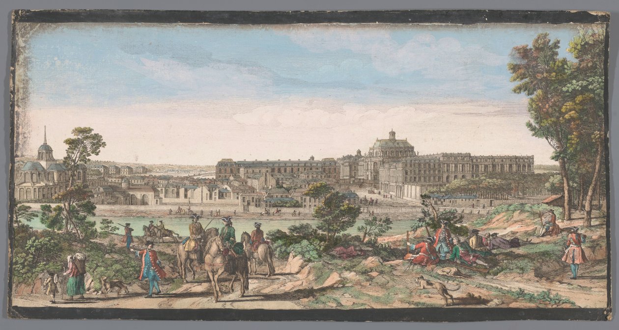 Pohled na město a palác ve Versailles Pohled na zámek a část města Versailles (titul na objektu) od Anonymous
