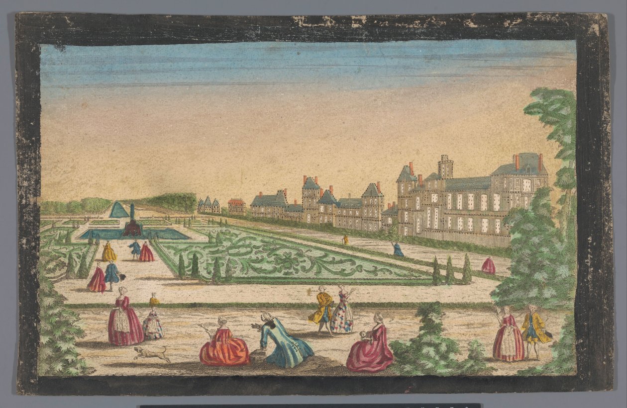 Pohled do zahrady a na Palais de Fontainebleau od Anonymous