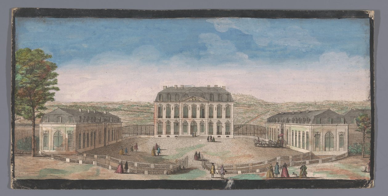 Pohled na přední část zámku de Belle-Vue v Meudonu Vüe ​​​​du Chateau de Belle-Vüe cena du coté de la cour (titul na předmětu) od Anonymous