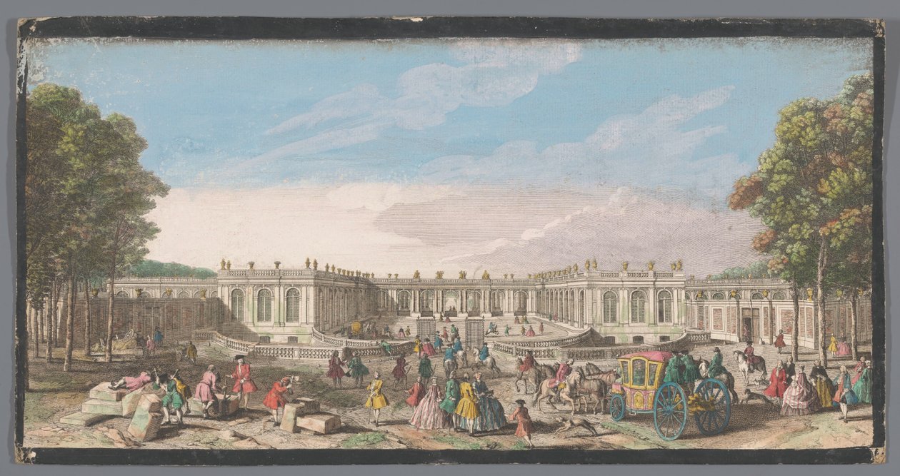 Pohled na přední část Grand Trianonu v zahradě Versailles Vüe ​​​​de Trianon dans le Parc de Versailles du Côté de l