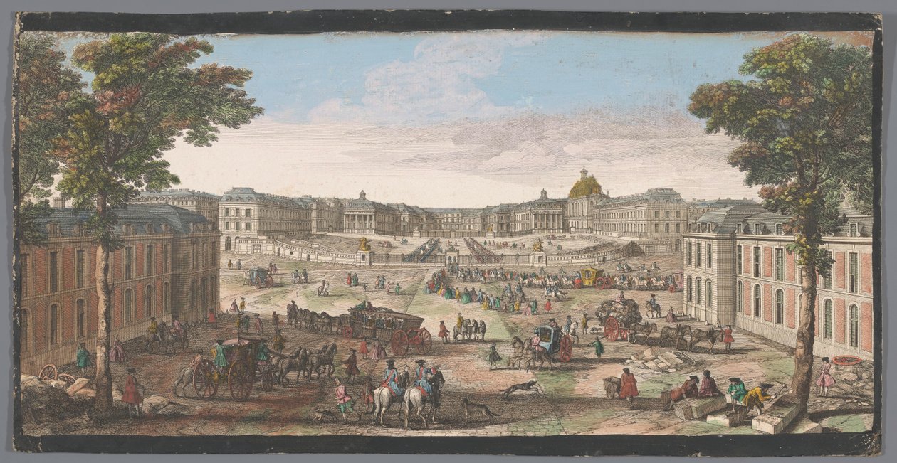 Pohled na přední část paláce ve Versailles Různé vues du Chateau de Versailles (název na objektu) od Anonymous