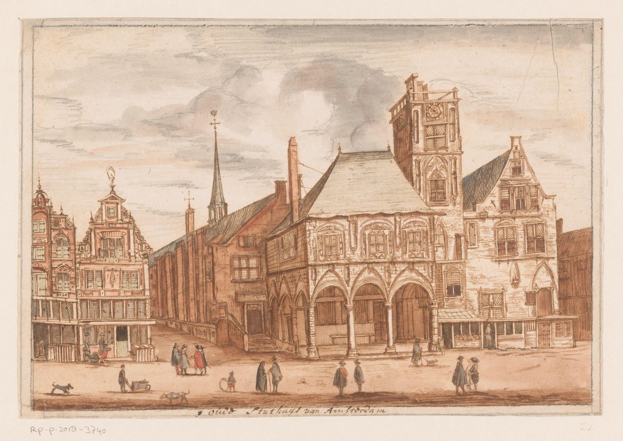 Pohled na starou radnici v Amsterdamu Old Stadhuys of Amsterdam (název na objektu) od Anonymous