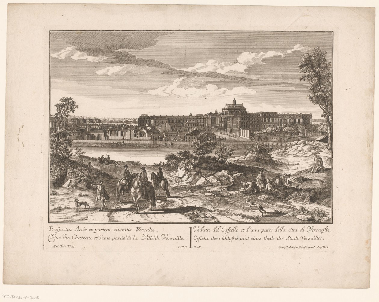 Pohled na palác ve Versailles a část města Prospectus Arcis et partem civitatis Versailles / Pohled na zámek a část města Versailles / Pohled na zámek a část města Versailles / Pohled na zámek a od Anonymous