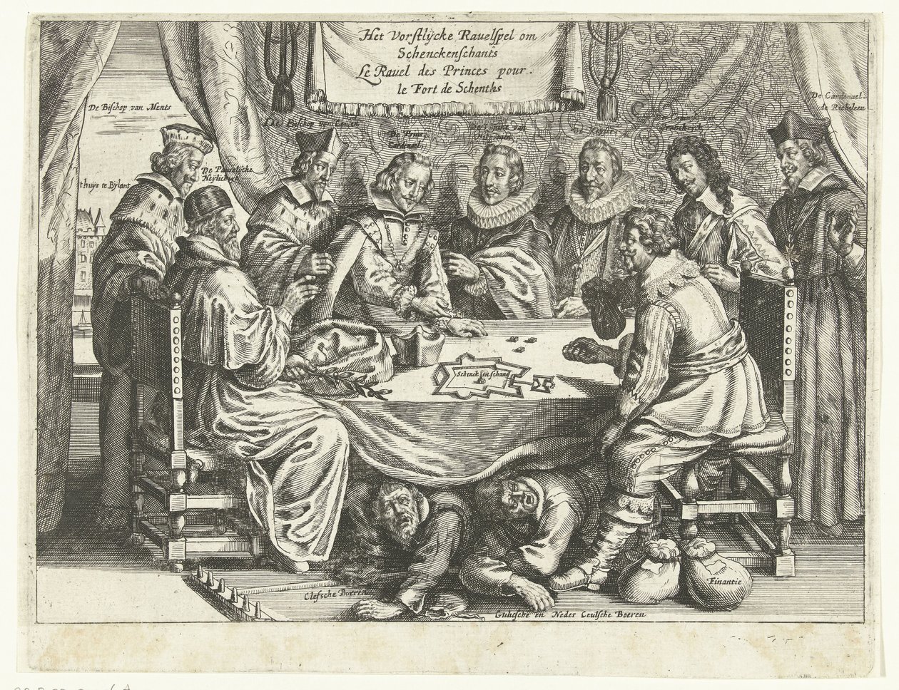 Hra pro Schenckenschans, 1635-1636 The Vorstelijcke Ravelspel om Schenckenschants / Le Ravel des Princes pour le Fort de Schentks (název na předmětu) od Anonymous