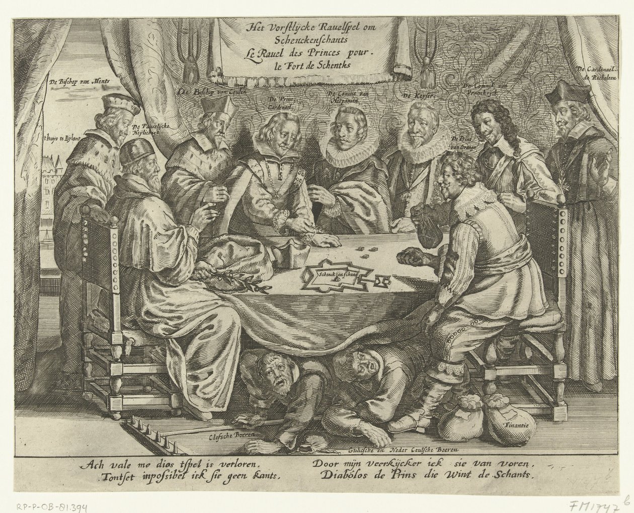 Hra pro Schenckenschans, 1635-1636 The Vorstelijcke Ravelspel om Schenckenschants / Le Ravel des Princes pour le Fort de Schentks (název na předmětu) od Anonymous