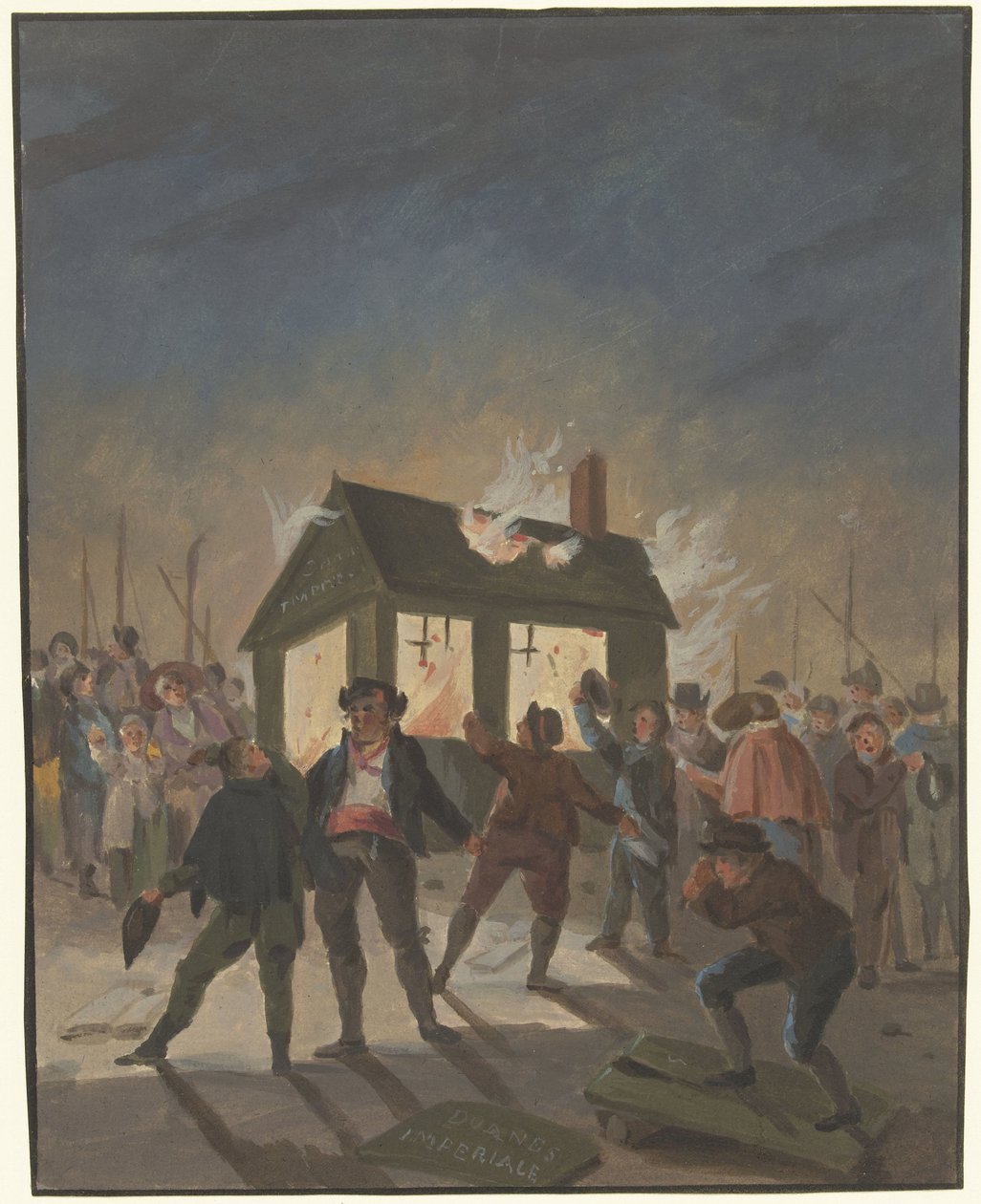 Vypálení celnice v Amsterdamu 15. listopadu 1813 od Anonymous
