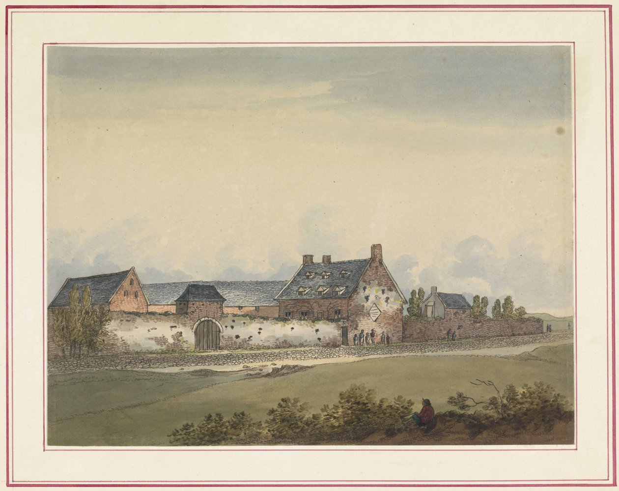 Farma La Haye-Sainte v Mont-Saint-Jean Sedm desek Waterloo a jeho okolí (název série) od Anonymous