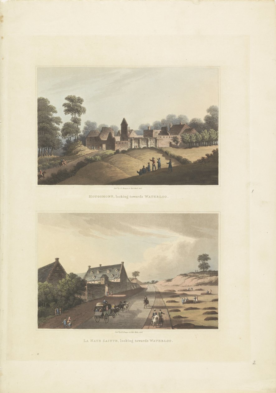 Hougoumont v La Haye-Sainte Hougomont, při pohledu na Waterloo / La Haye Sainte, při pohledu na Waterloo (název na objektu) od Anonymous