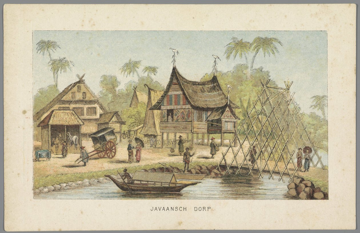 Jávská vesnice na světové výstavě v Amsterdamu, 1883 Javanese Village (název na objektu) Vzpomínka na Amsterdam v roce 1883 (název série na objektu) od Anonymous