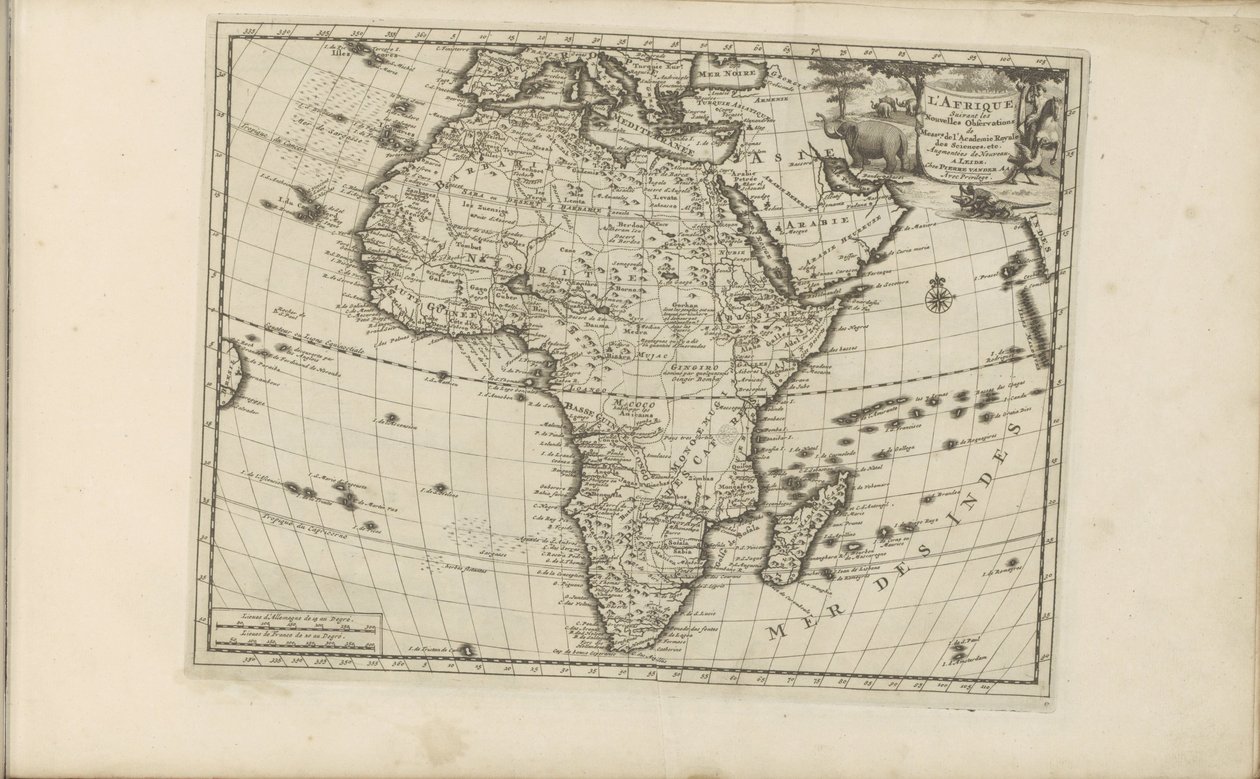 Kaart van Afrika Afrika, podle nových pozorování Messieurs de l