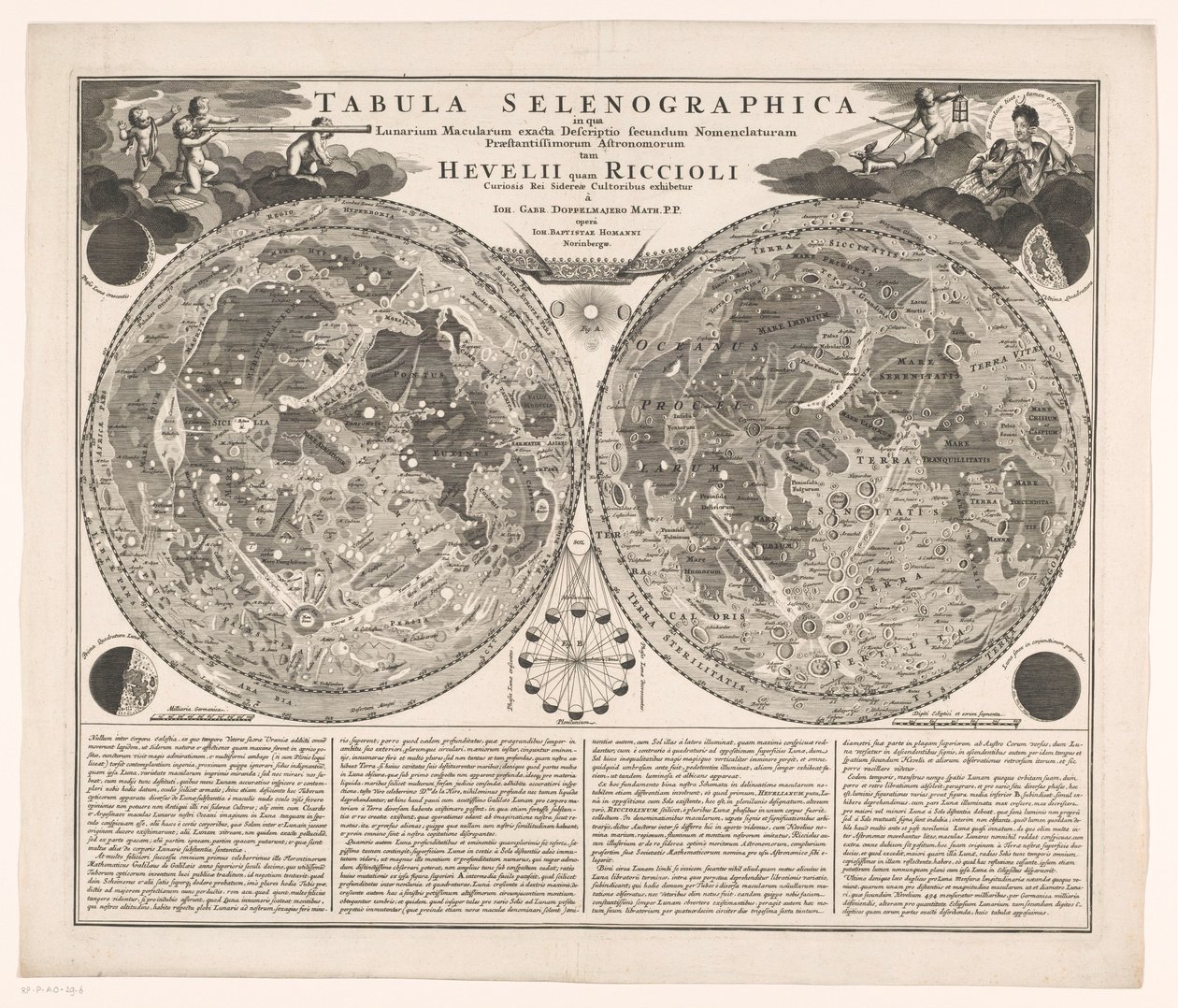 Kaart van de maan Selenografická mapa, na které je přesný popis měsíčních skvrn (...) (název na objektu) od Anonymous