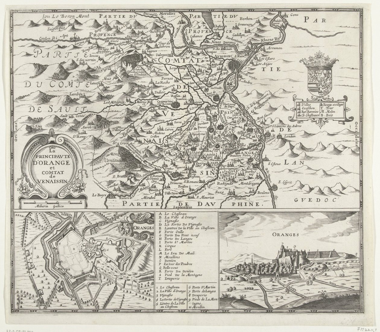 Mapa knížectví Orange, 1639 La Principaute d