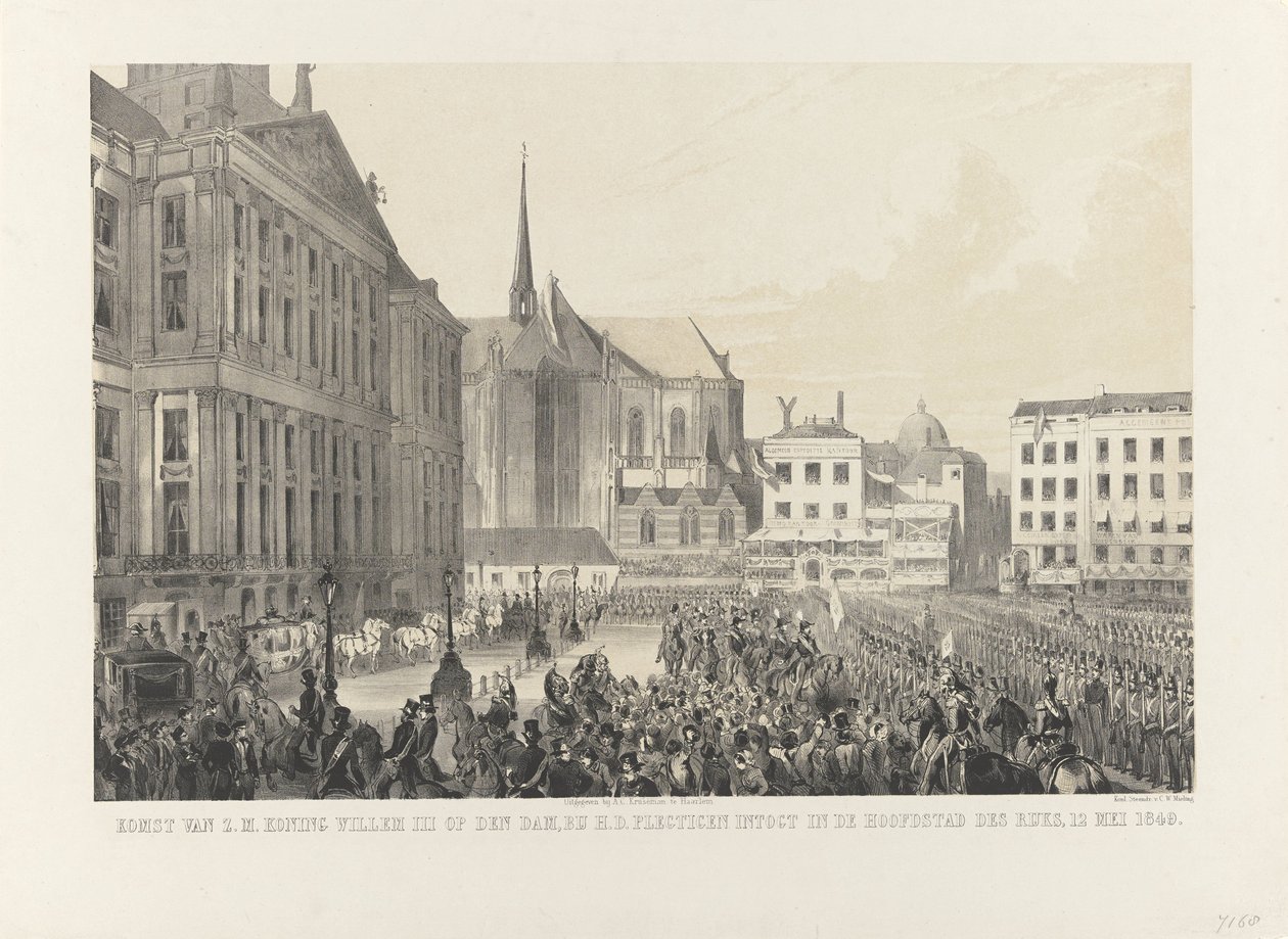 Příjezd H.M. Kinga Willema III na přehradu, do H.D. slavnostně vstoupit do hlavního města říše, 12. května 1849 (titul na předmětu) od Anonymous