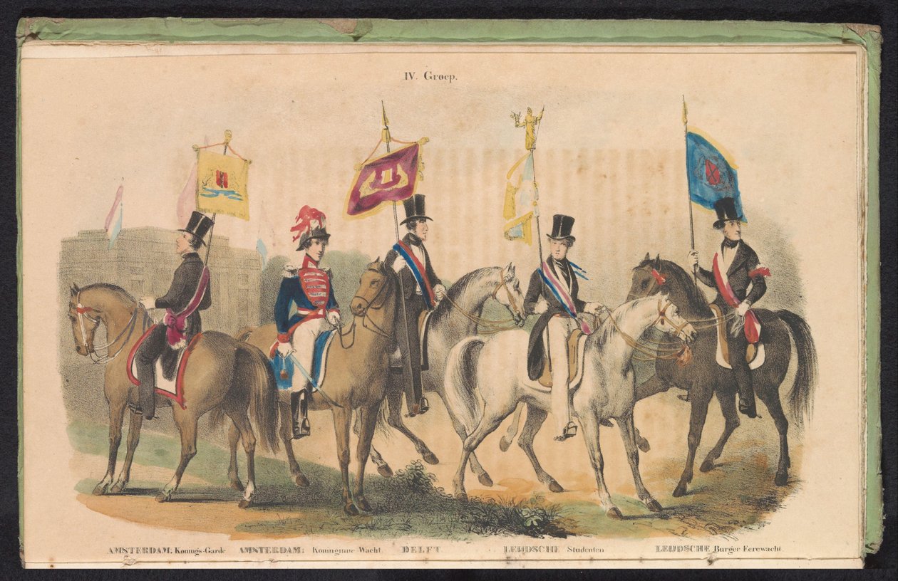 Kostýmy a prapory čestných stráží Amsterdamu, Delftu a Leidenu, 1840-1842 IV. Skupina (název na objektu) od Anonymous