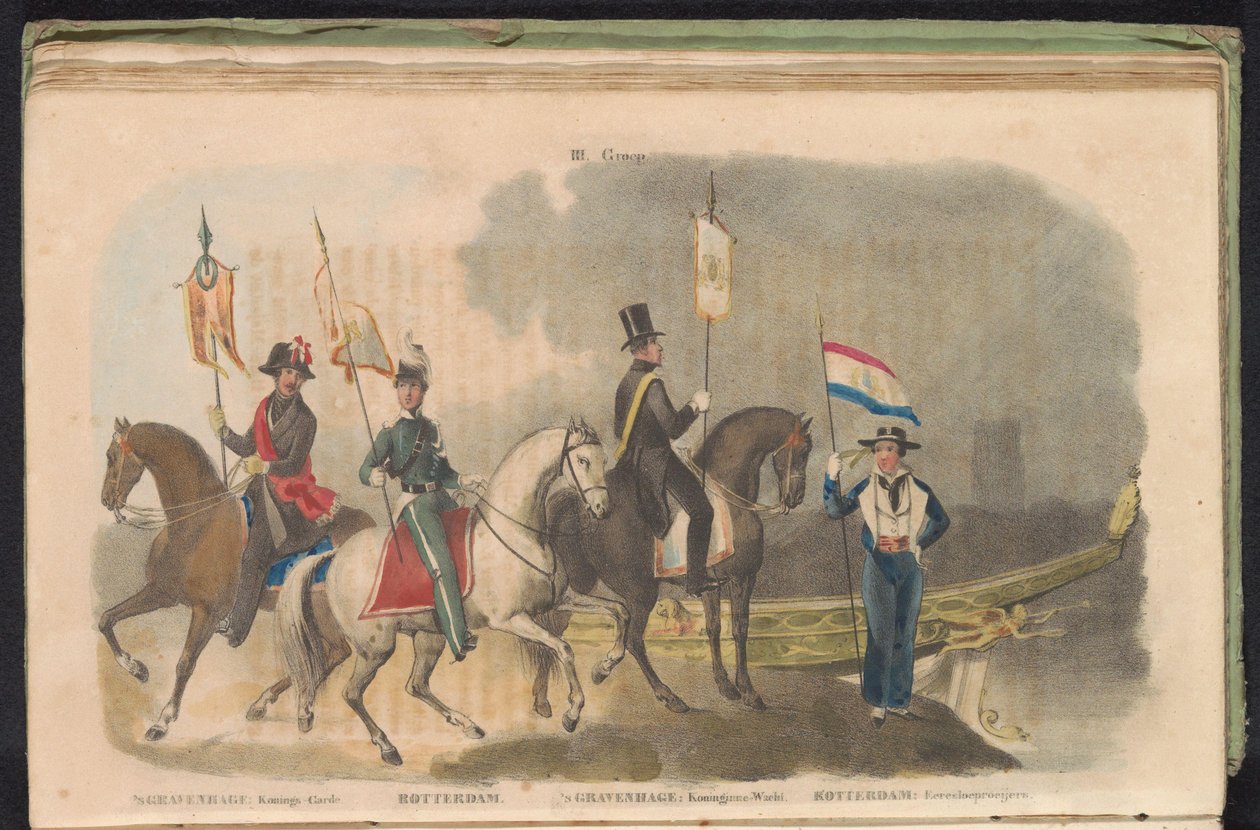 Kostýmy a prapory čestné stráže v Haagu a Rotterdamu, 1840-1842 III. Skupina (název na objektu) od Anonymous