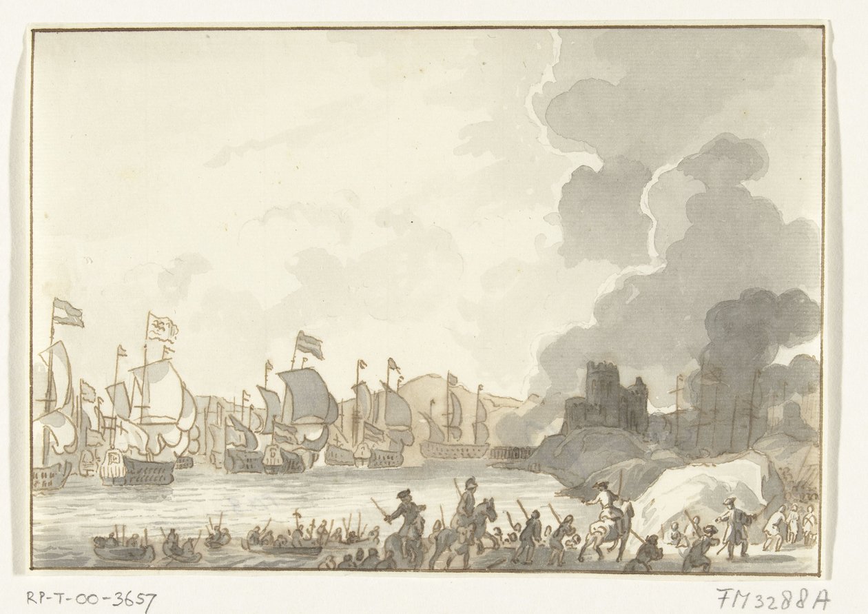 Vylodění anglické a holandské flotily v Cádizu, 1702 od Anonymous