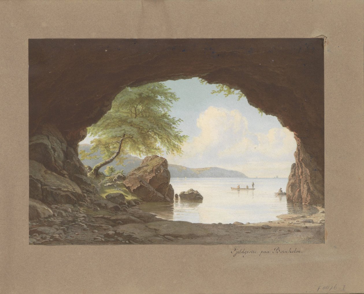 Krajina podle obrazu Fjeldgrotte paa Bornholm od G.E. Libert Jeskyně Fjeld paa Bornholm (název na objektu) od Anonymous