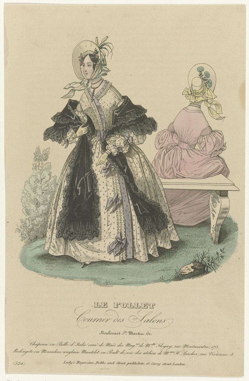 Le Follet, Courrier des Salons, ca. 1836, č. 520: Slaměný klobouk (...) od Anonymous