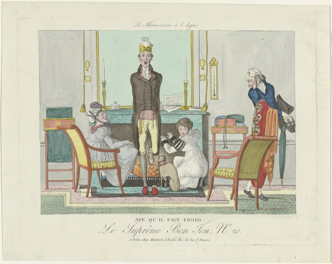 Le Supreme Bon Ton, 8stupňový teploměr, 1800-1815, č. 20: Ano, je zima. od Anonymous