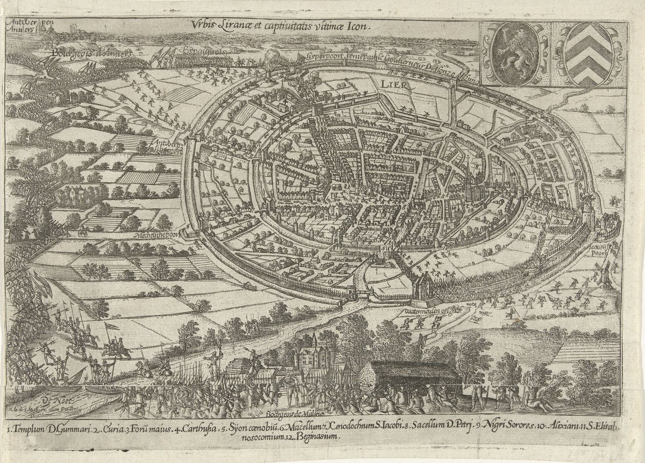 Lier zajat a opuštěn armádou států, 1595 Ikona Urbis Liranae et captivitatis ultimae (název na objektu) od Anonymous