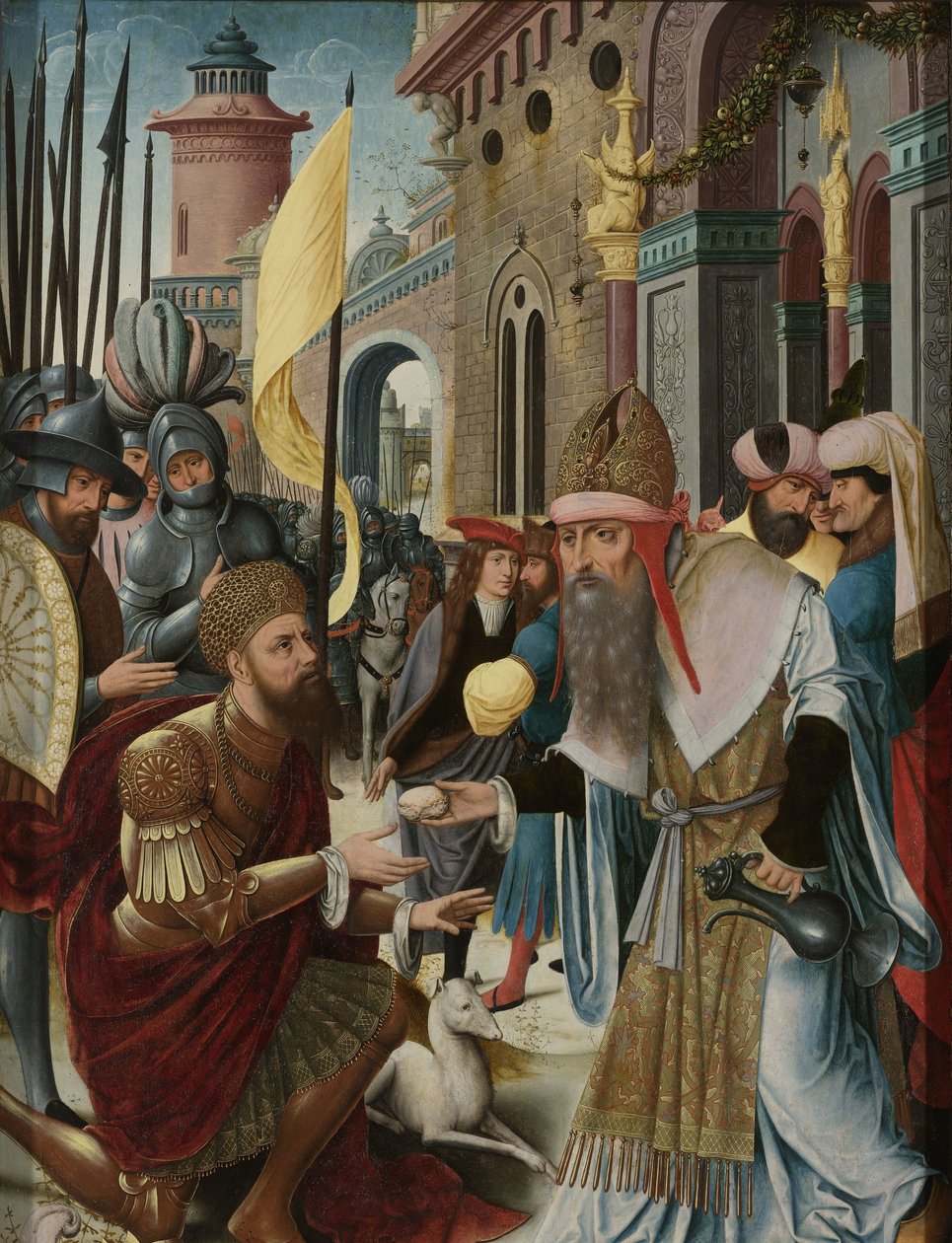 Setkání Abrahama a Melchisedeka (vnitřní, levé křídlo triptychu) od Anonymous
