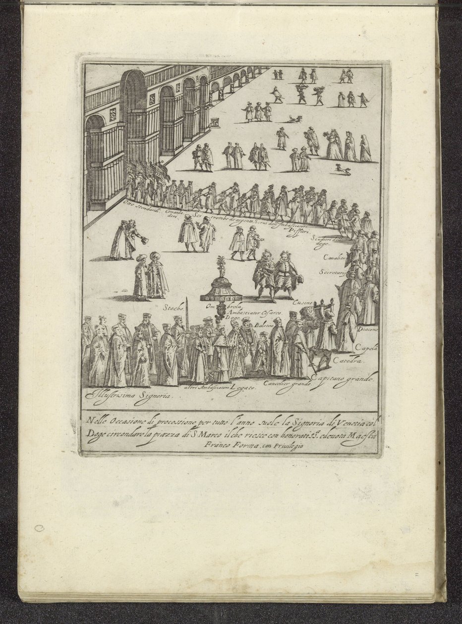 Optocht met de doge en Serenissima Signoria přes náměstí San Marcoplein te Venetië Scènes uit het Venetiaanse leven (název série) Habiti d