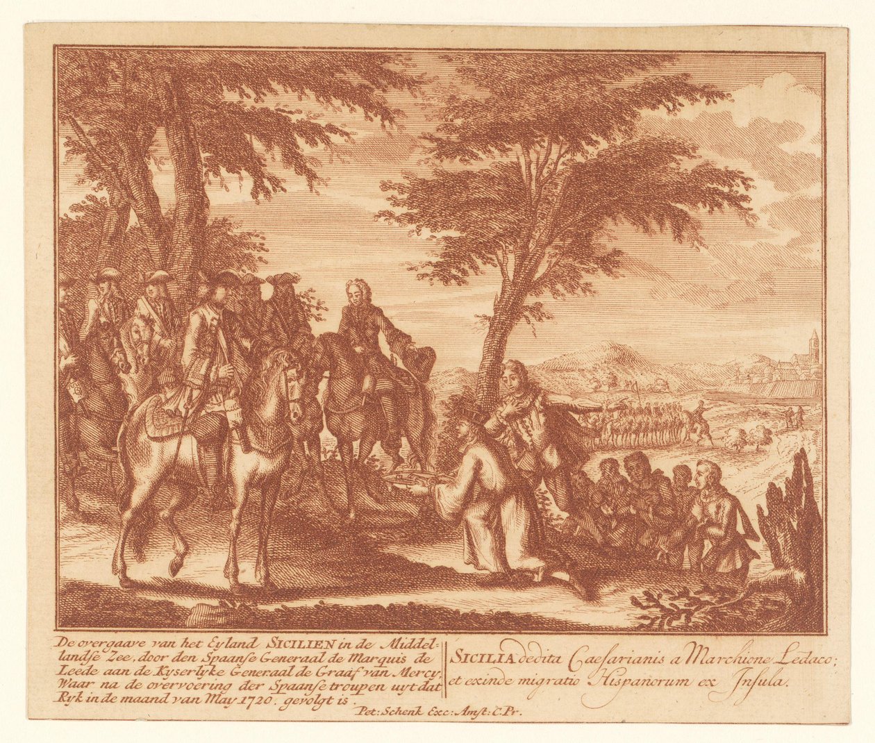 Kapitulace Sicílie Španěly Francouzům, květen 1720 Kapitulace Eyland Sicilien ve Středozemním moři (...) (název na předmětu) od Anonymous