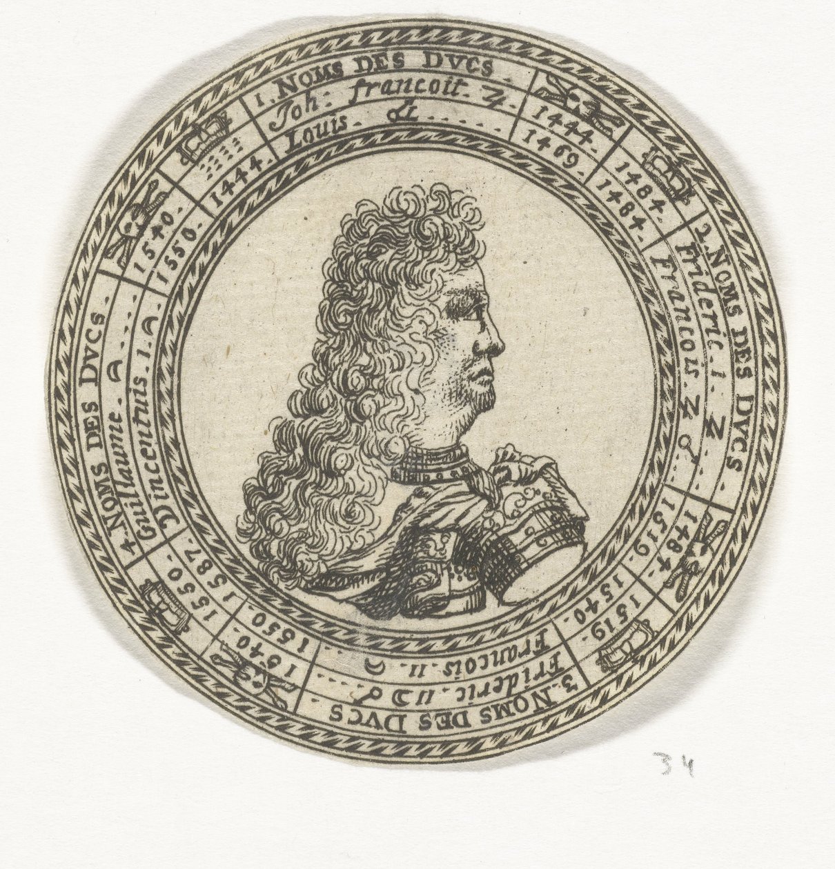 Medaile s portrétem Ferdinanda Karla III. a jmény vévodů z Mantovy od Anonymous