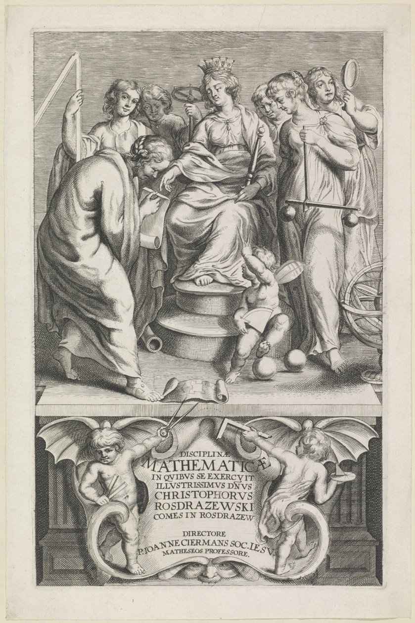 Personifikace van de Wiskunde Název: Christophorus Rosdrazewski, Matematické disciplíny, [1640-1648] od Anonymous