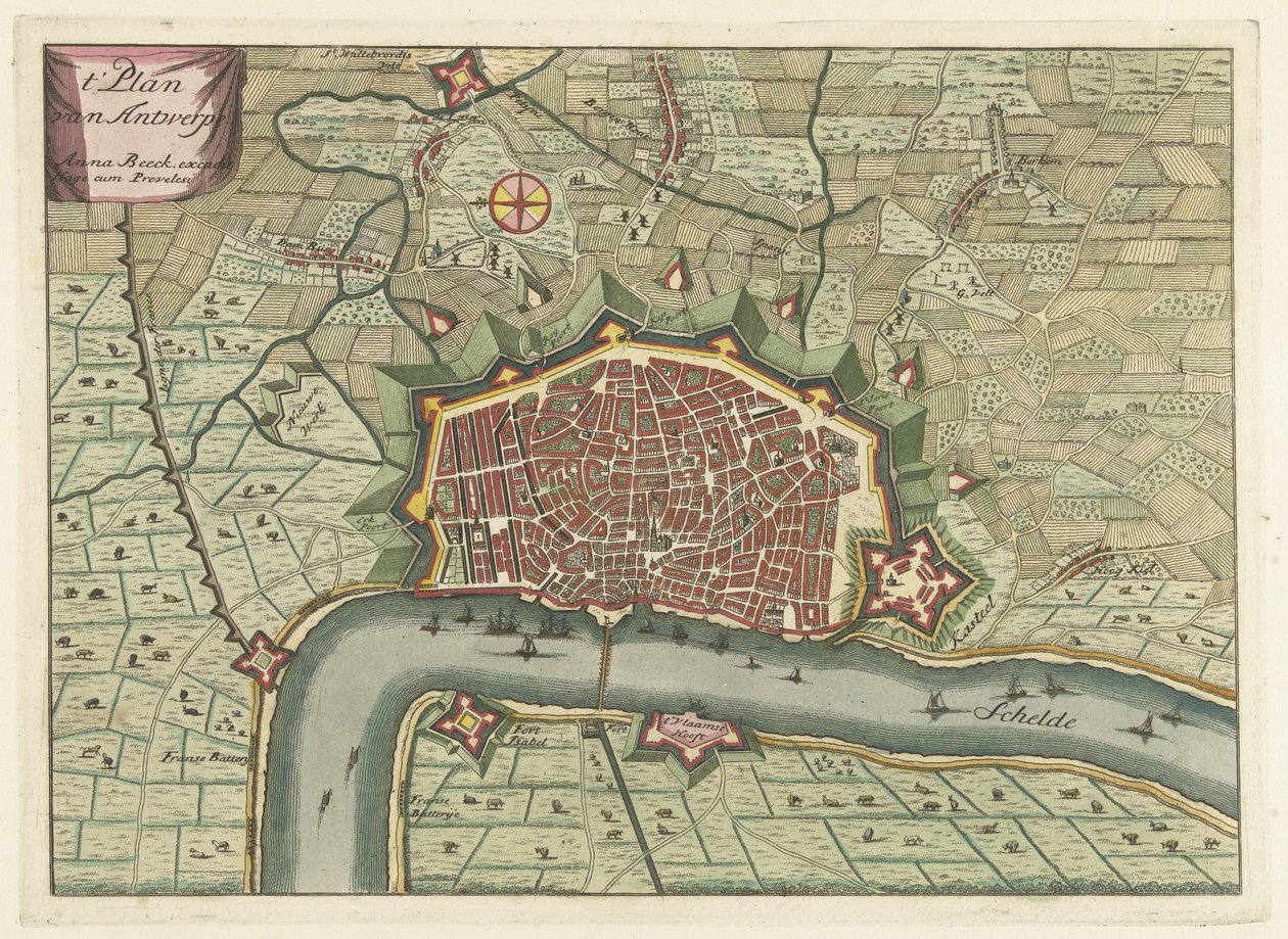 Mapa Antverp, asi 1706 t