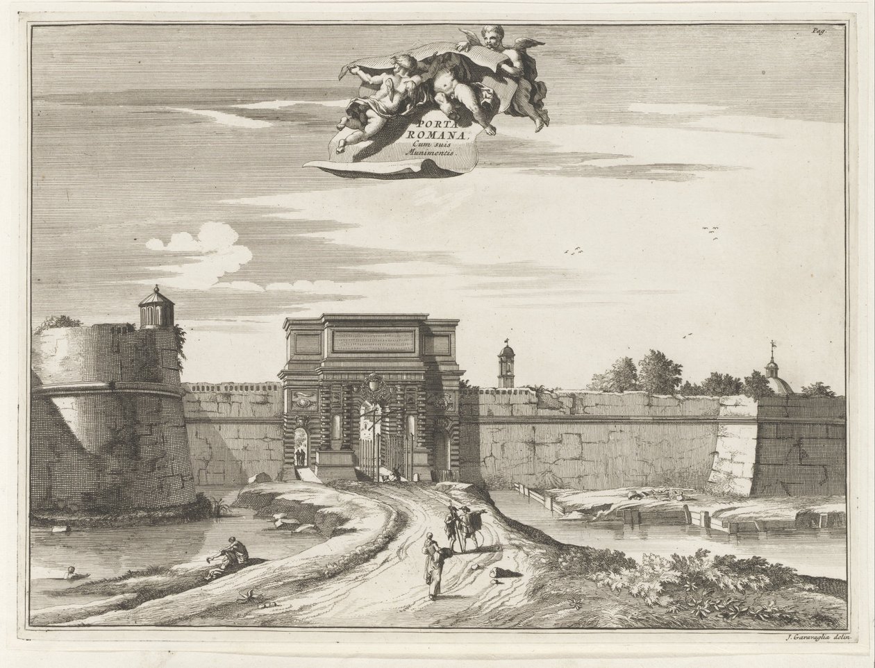 Porta Romana v Miláně Porta Romana cum suis Muninentis (název na objektu) Budovy Magesyn der Italiaense (název série) od Anonymous