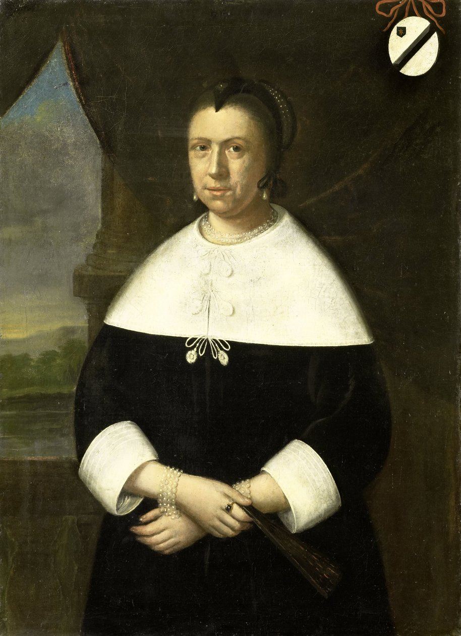 Portrét Marie Quevellerius (1629-64), první manželky Jana van Riebeecka, nebo jeho druhé manželky Marie Scipio (asi 1630-95) od Anonymous