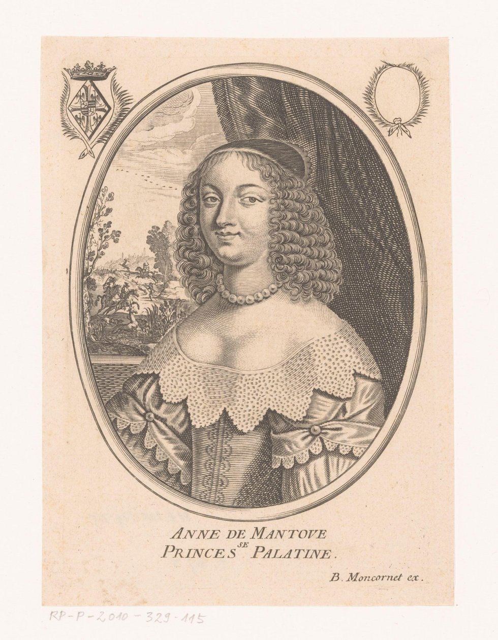 Portrét van Anne Gonzaga Anne de Mantove, princezna Palatine (titul na předmětu) od Anonymous