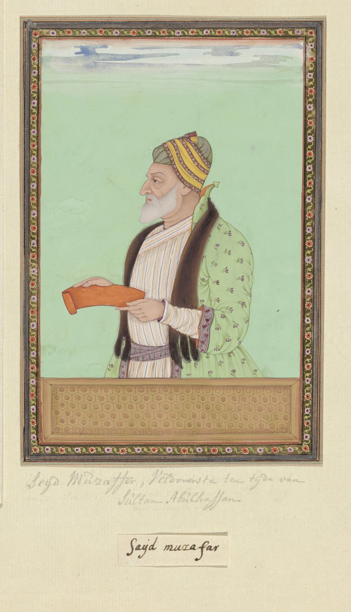 Portrét Sayyida Muzaffara; v době sultána Abula Hasana sloužil jako vrchní velitel (peshwa) od Anonymous