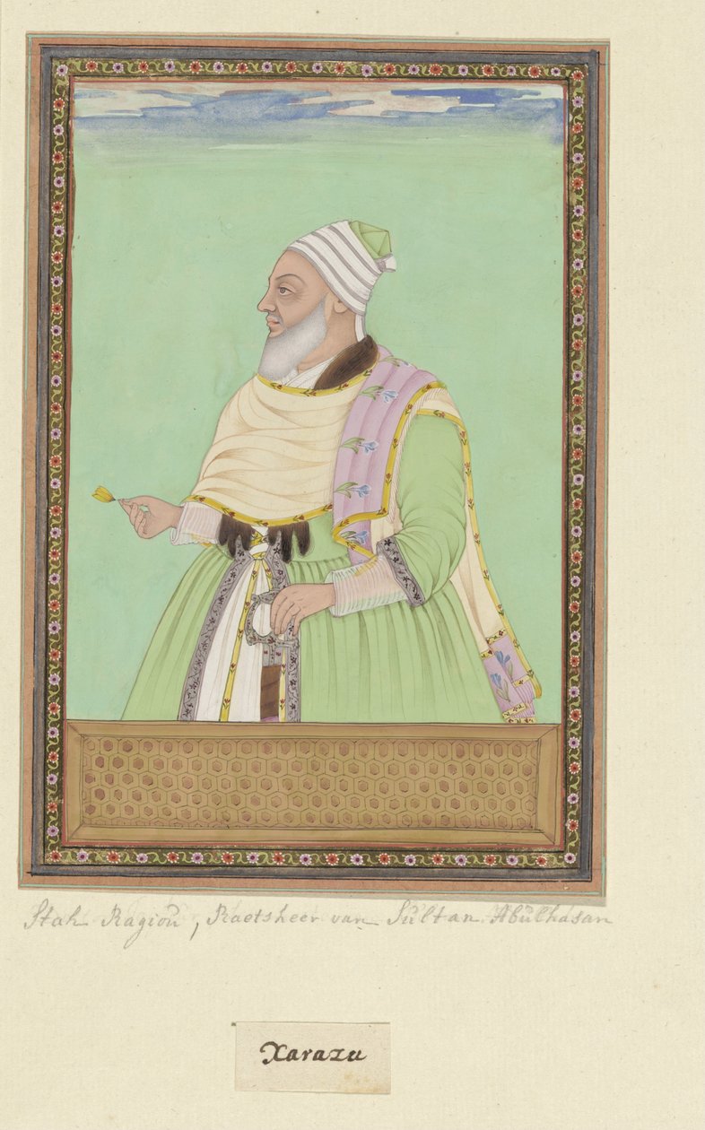 Portrét Shah Raju, duchovního vůdce (pir) sultána Abula Hasana od Anonymous