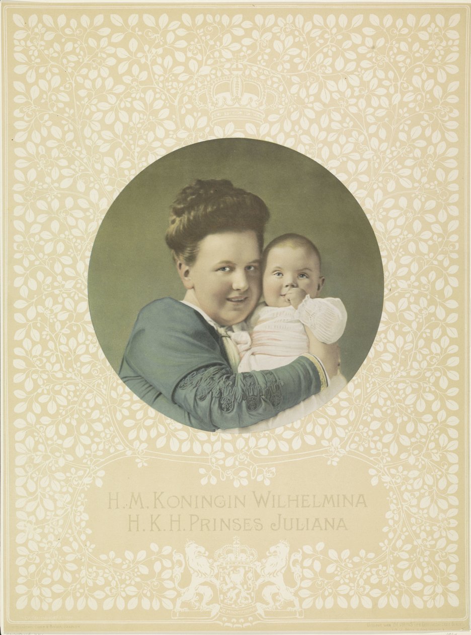 Portrét Wilhelminy, královny Nizozemska, a Juliany, královny Nizozemska od Anonymous