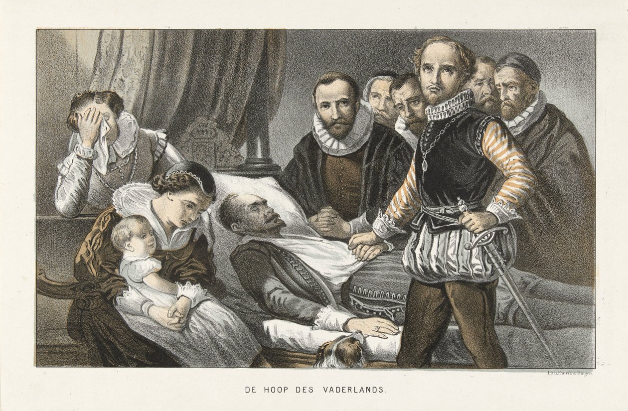 Princ Maurits u mrtvoly prince Williama Tichého, 1584 Naděje vlasti (název na objektu) od Anonymous