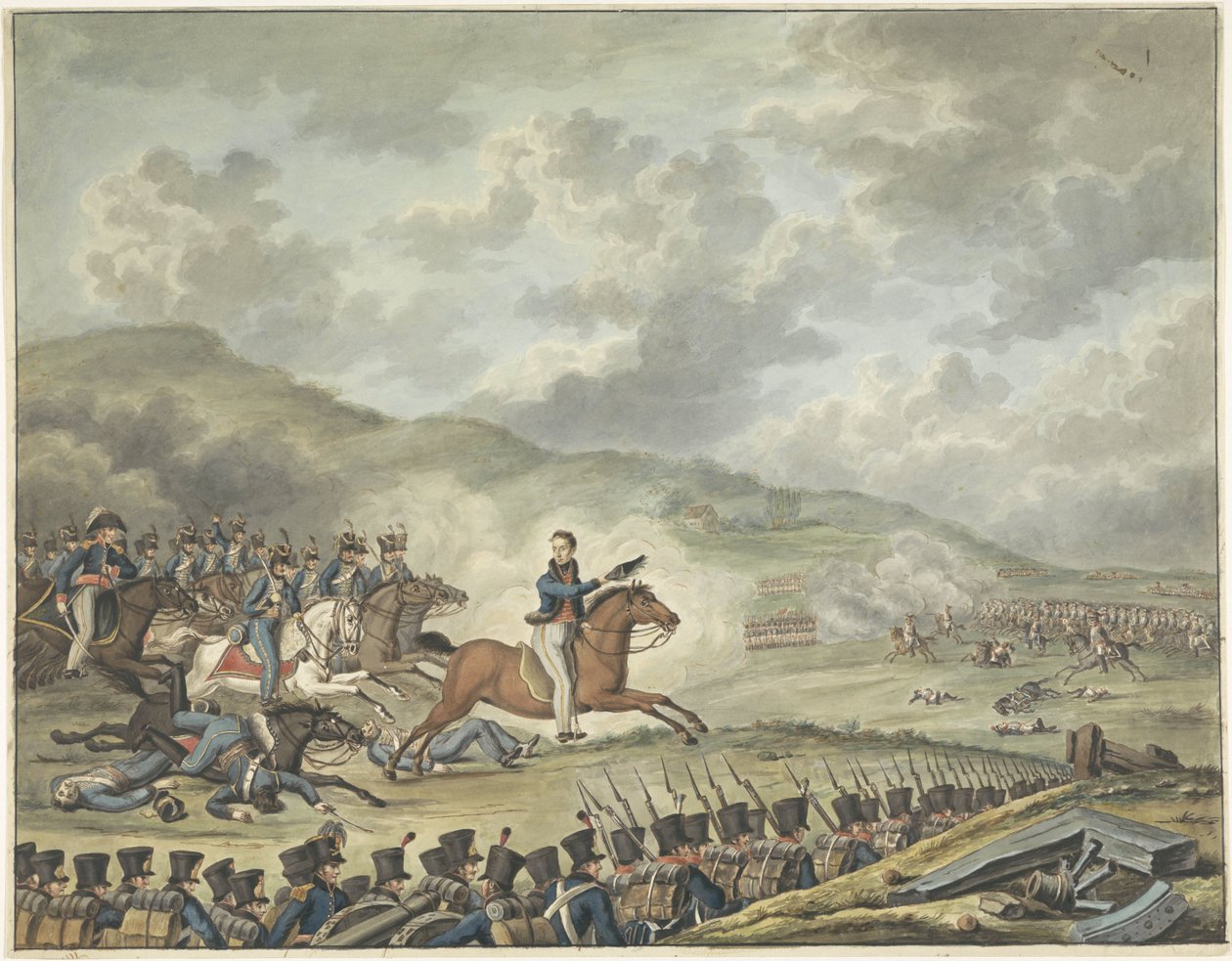 Princ Oranžský vedl holandské jednotky u Quatre-Bras, 1815 od Anonymous